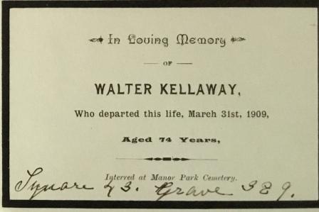 Memorial Card for Walter